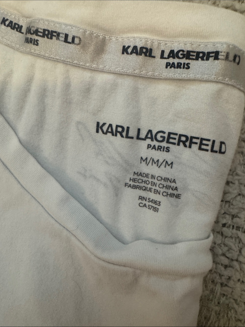 Karl Lagerfeld Paris Graphic Tee White Embellished Rhinestone Logo Top Medium - Picture 4 of 4